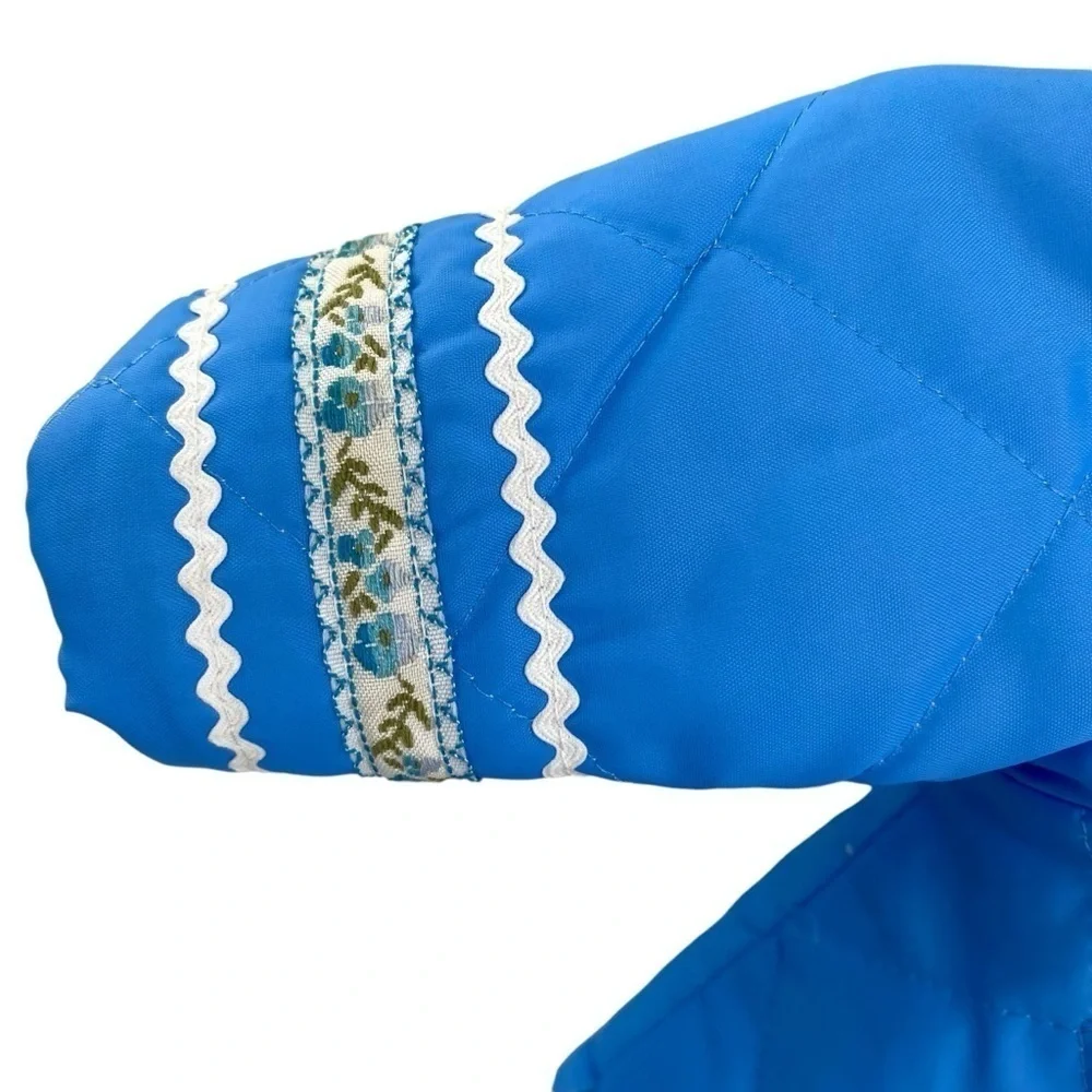 Vintage 70s Nursery Rhyme Baby Blue Quilted Coat